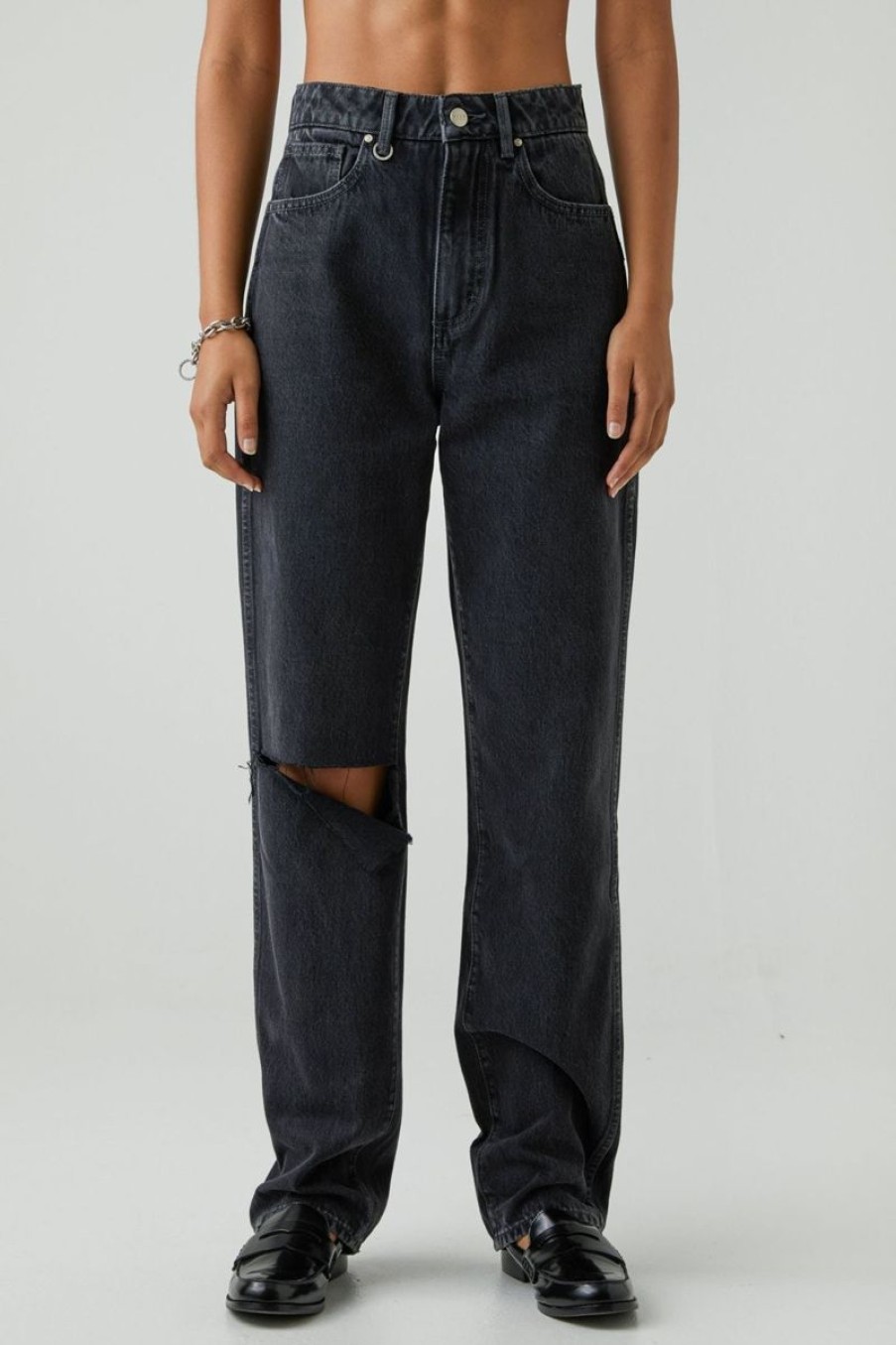 Women Neuw Denim Jeans | Sade Baggy-Zero Washed Black Rip