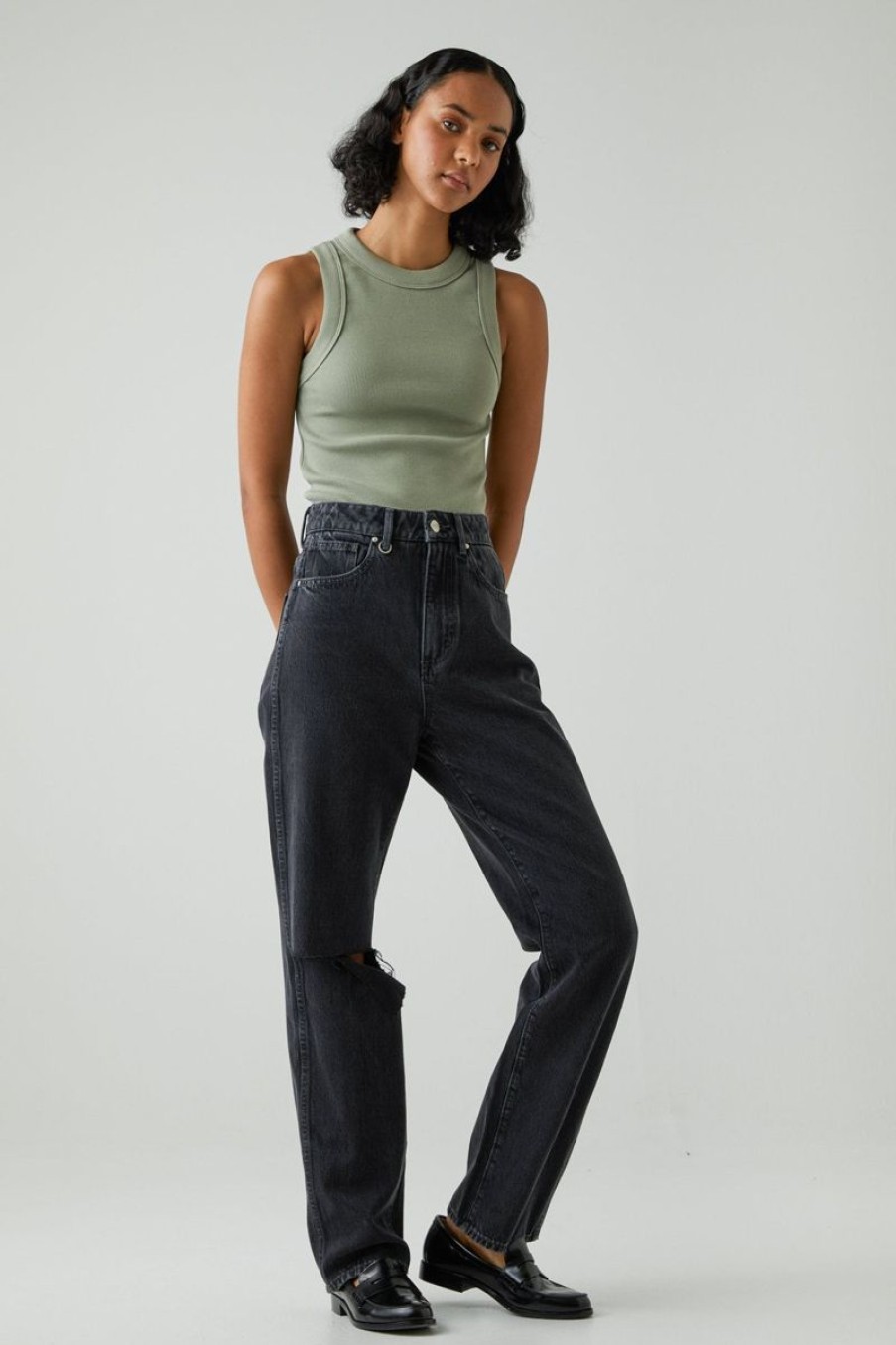 Women Neuw Denim Jeans | Sade Baggy-Zero Washed Black Rip