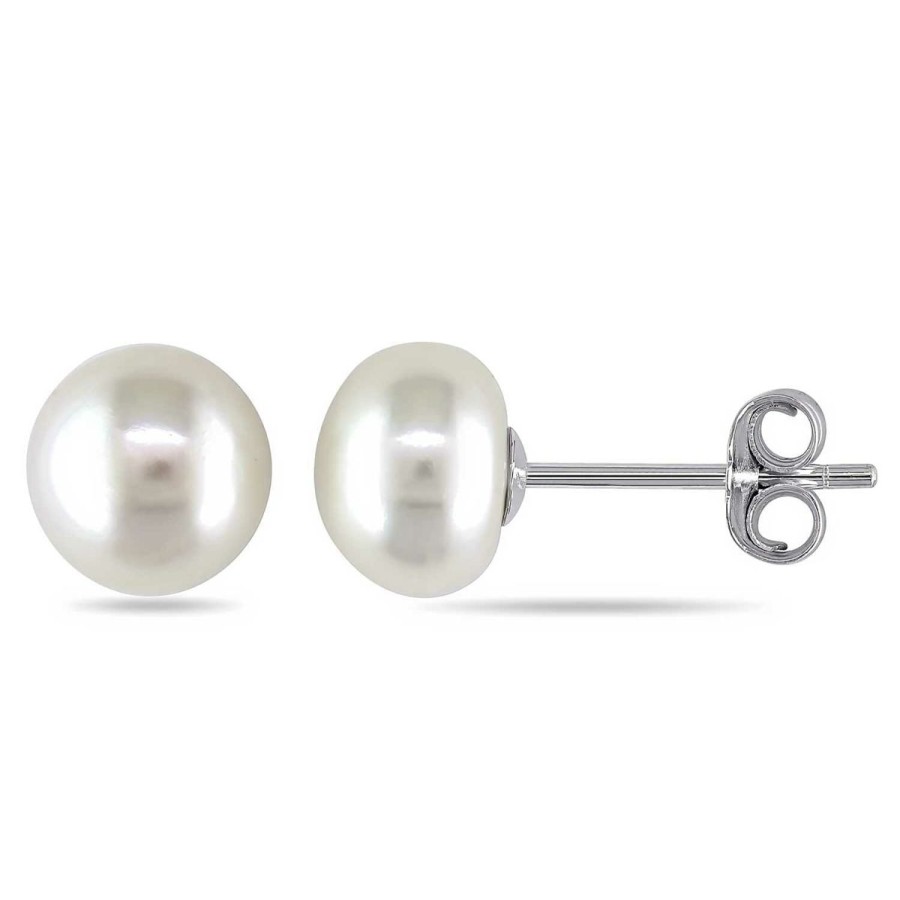 Women TJD Silver Jewellery | (Ps01-6) Rhodium Plated Sterling Silver Pearl Studs 6Mm