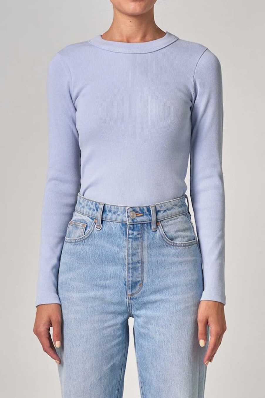 Women Neuw Denim Tops | Neuw Denim Jonesy Long Sleeve Top-Dusky Blue