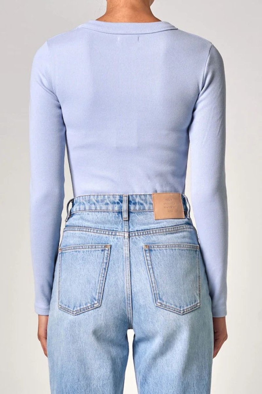 Women Neuw Denim Tops | Neuw Denim Jonesy Long Sleeve Top-Dusky Blue