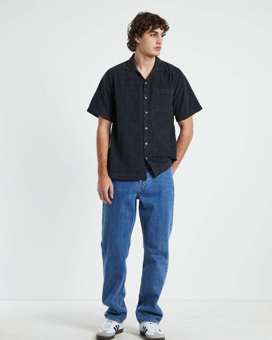 Men Rollas Shirts | Rollas Tile Cord Bowler Shirt-Sulphur Black