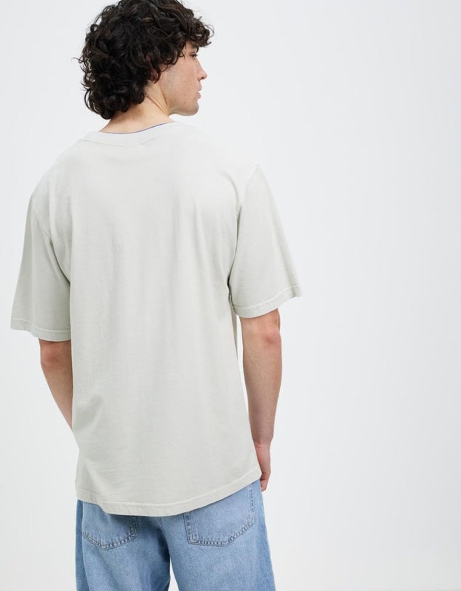 Men Rollas Tees | Rollas Double Rib Pocket Tee- Cool Grey