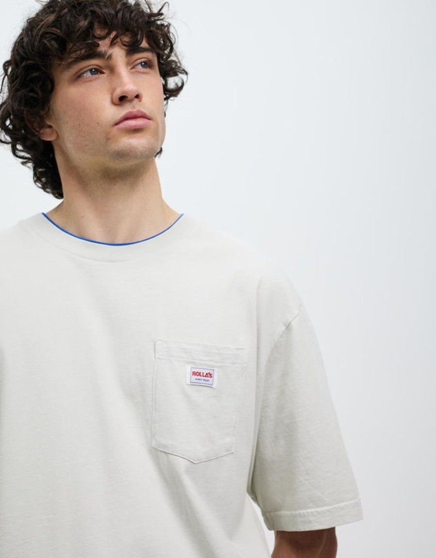 Men Rollas Tees | Rollas Double Rib Pocket Tee- Cool Grey