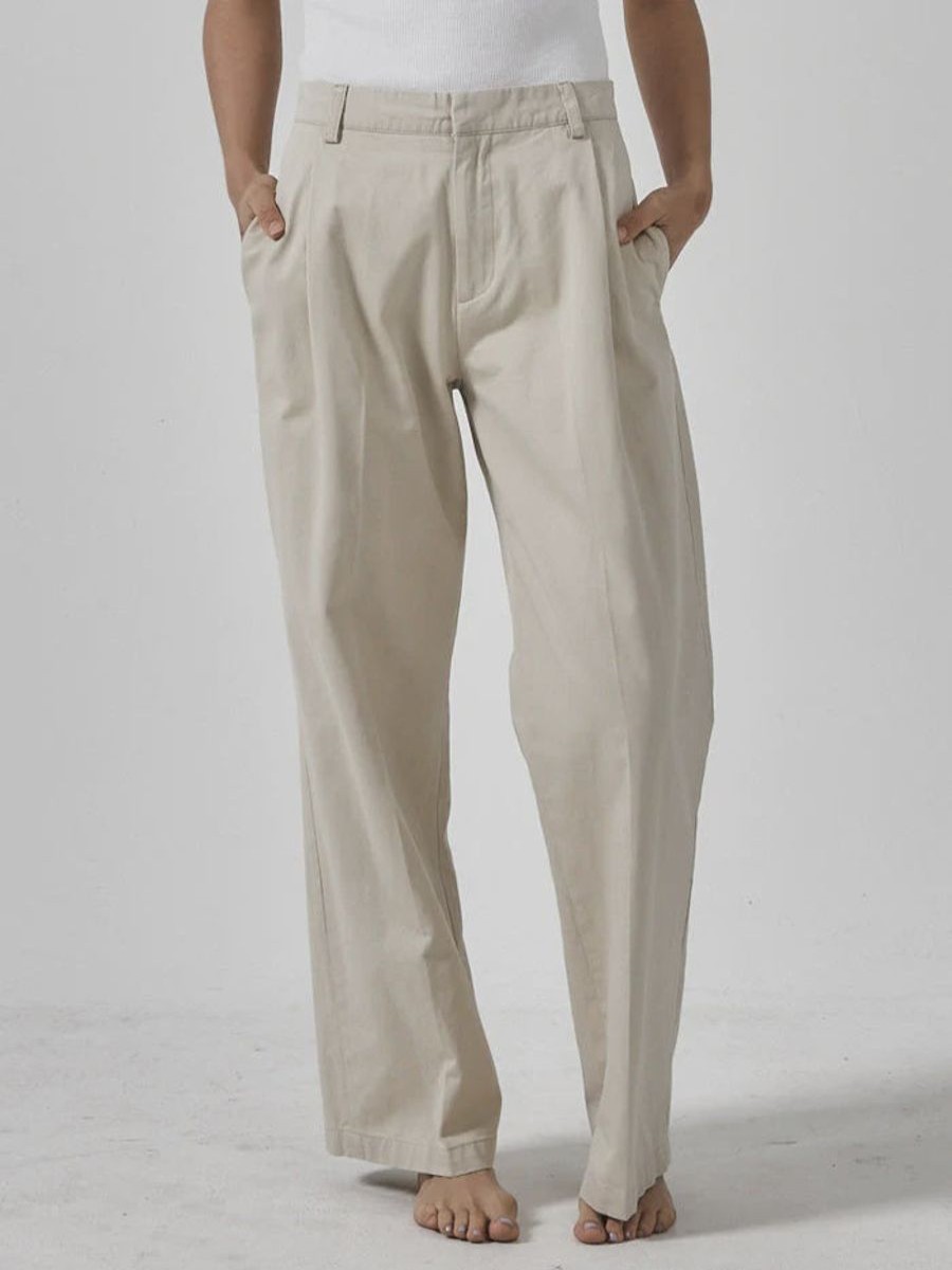 Women THRILLS Pants | Ivy Mid Rise Pleated Pant-Parchment