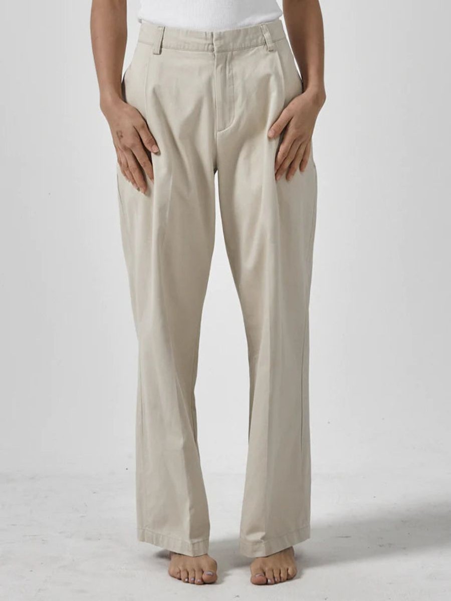 Women THRILLS Pants | Ivy Mid Rise Pleated Pant-Parchment