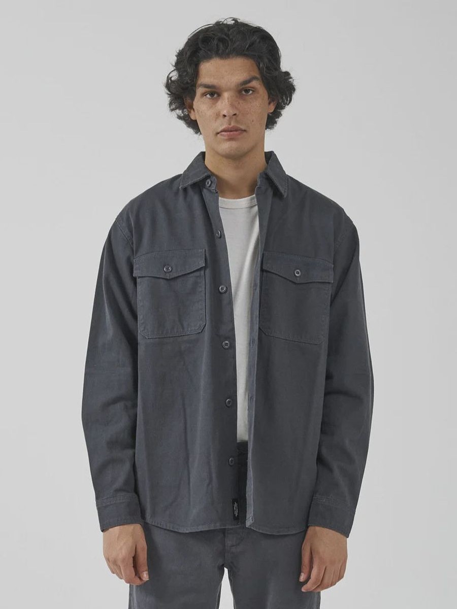 Men THRILLS Shirts | Thrills Union Long Sleeve Work Shirt-Petrol