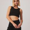 Women Afends Tops | Chloe Hemp Ribbed Cropped Singlet-Black