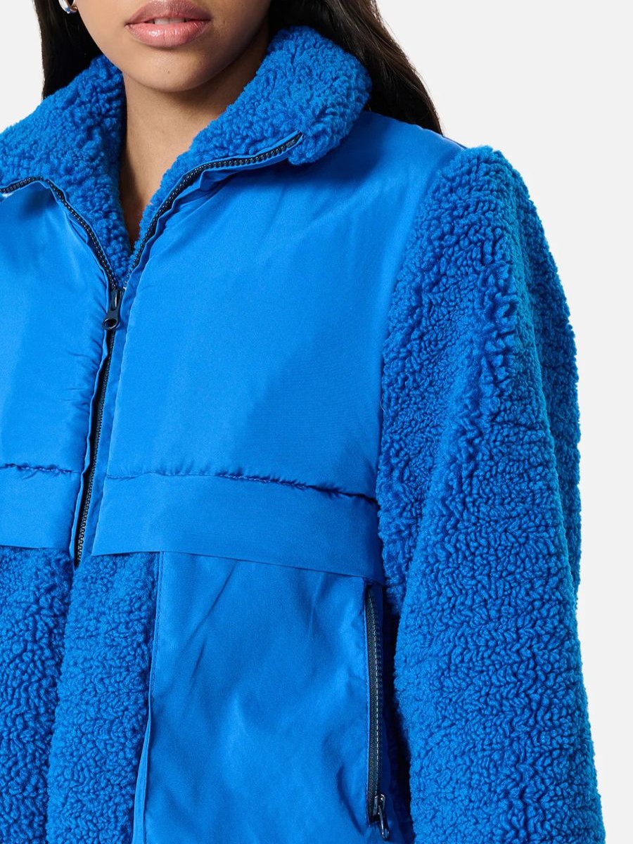 Women Ena Pelly Jackets, Coats & Blazers | Briony Faux Fur Jacket- Azure Blue