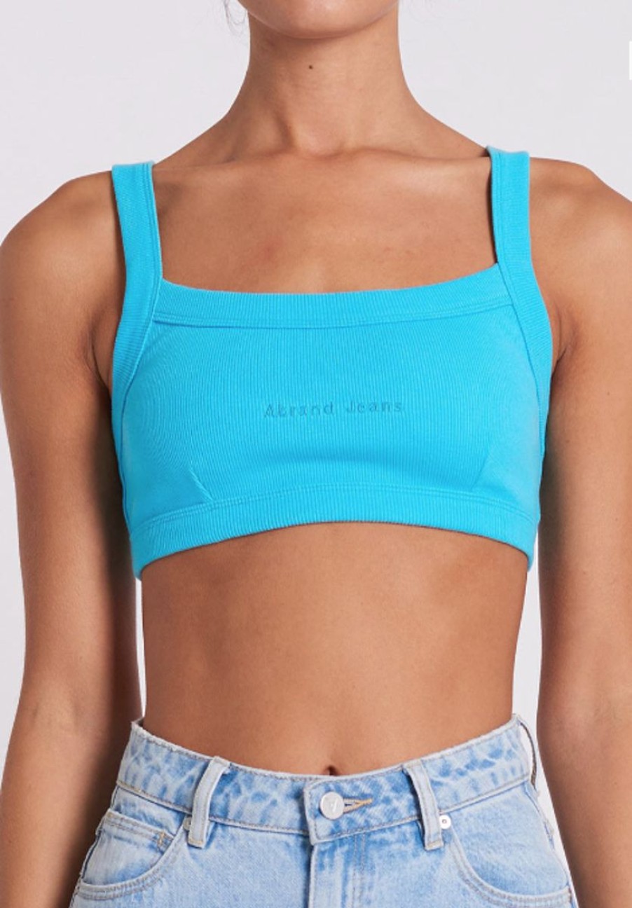 Women ABrand Tops | A Heather Crop-Turquoise