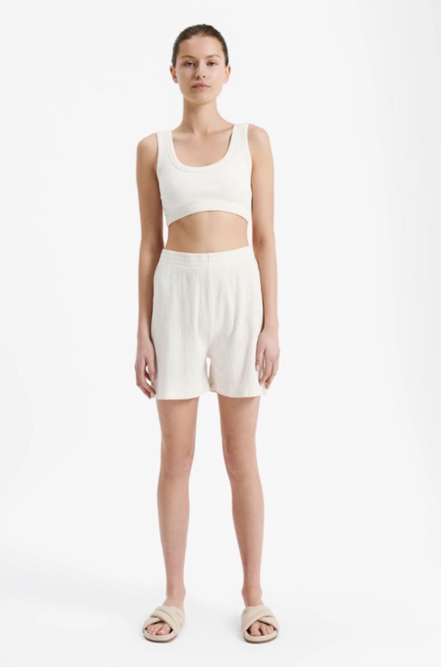 Women Nude Lucy Tops | Nude Lucy Lounge Rib Crop-Cream Marle