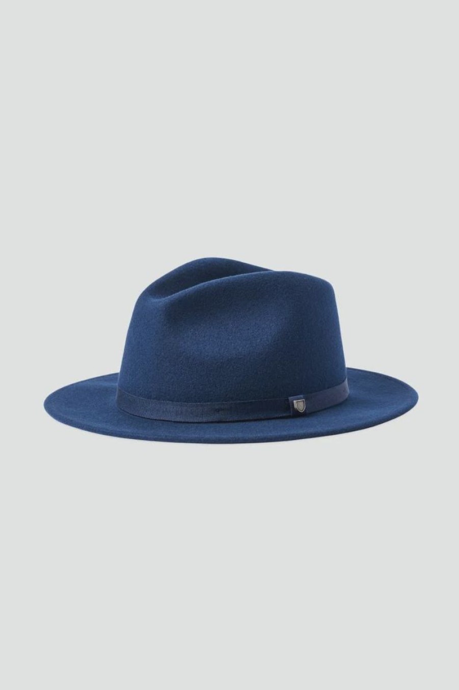 Women Brixton Hats | Messer Packable Fedora-Washed Navy