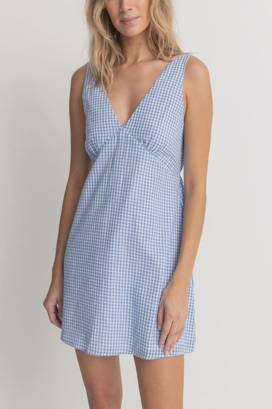 Women Rhythm Dresses | Rhythm Lola Check Mini Dress-Blue