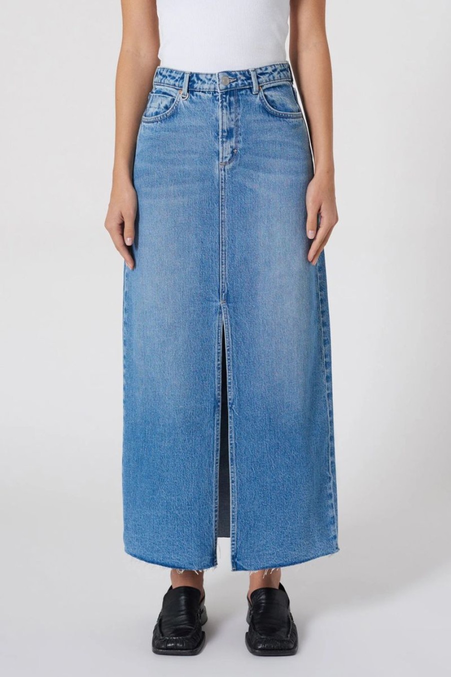 Women Neuw Denim Denim Skirts | Neuw Denim Darcy Denim Maxi Skirt-Atlanta-Mid Vintage Indigo