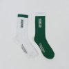 Women THRILLS Socks | Thrills Lucky Strikes Twice 2 Pack Socks- White- Hunter Green