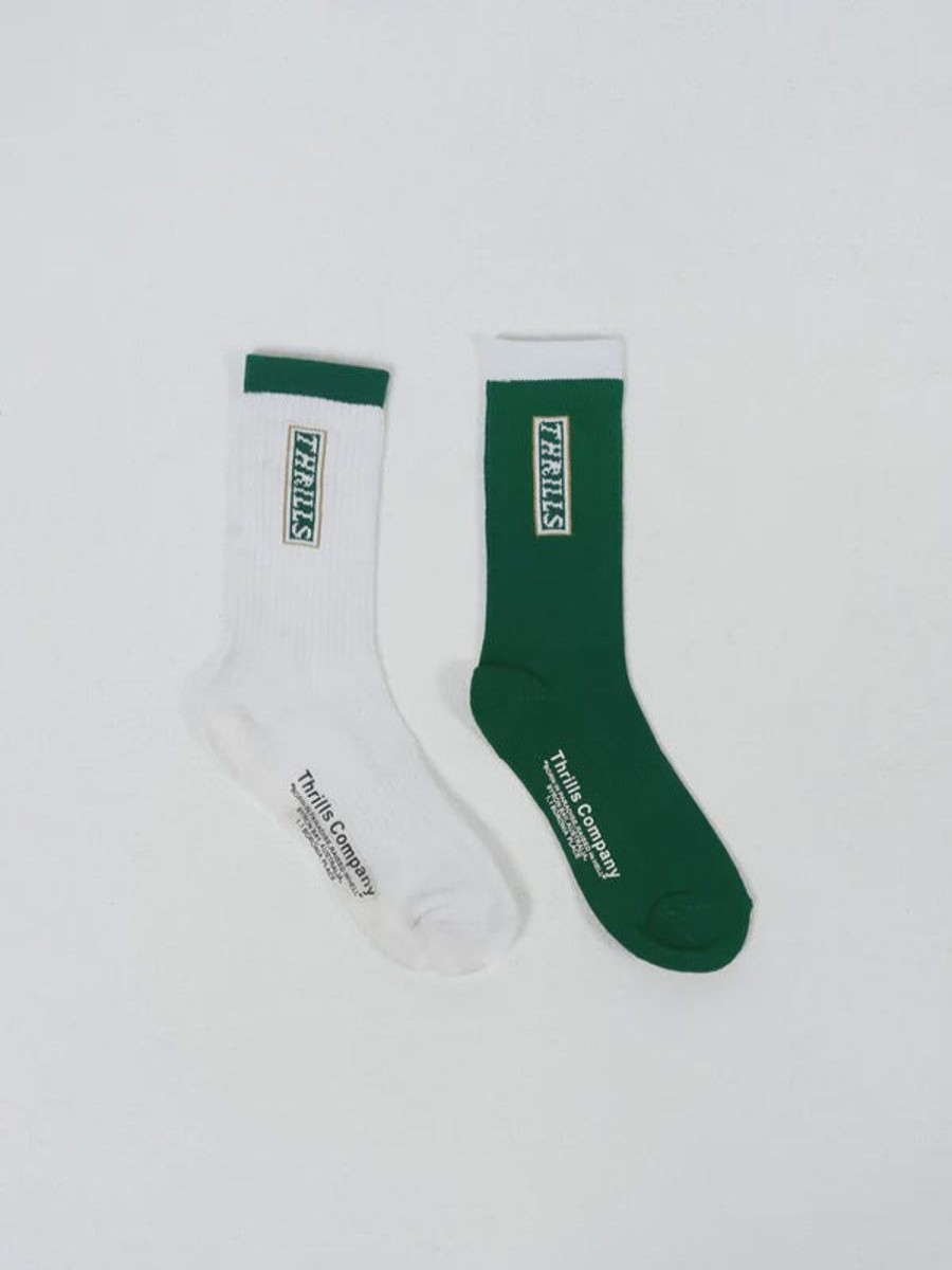 Women THRILLS Socks | Thrills Lucky Strikes Twice 2 Pack Socks- White- Hunter Green