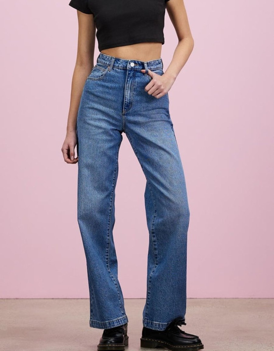 Women ABrand Jeans | A 94 High & Wide- Mary Kate Mid Vintage Blue