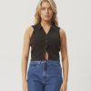 Women Afends Tops | Afends Eliza Organic Rib Sleeveless Shirt-Black