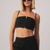 Women Afends Tops | Cola Recycled Panelled Crop Top-Black