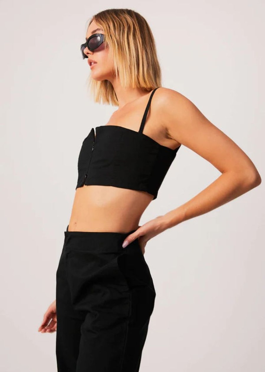 Women Afends Tops | Cola Recycled Panelled Crop Top-Black