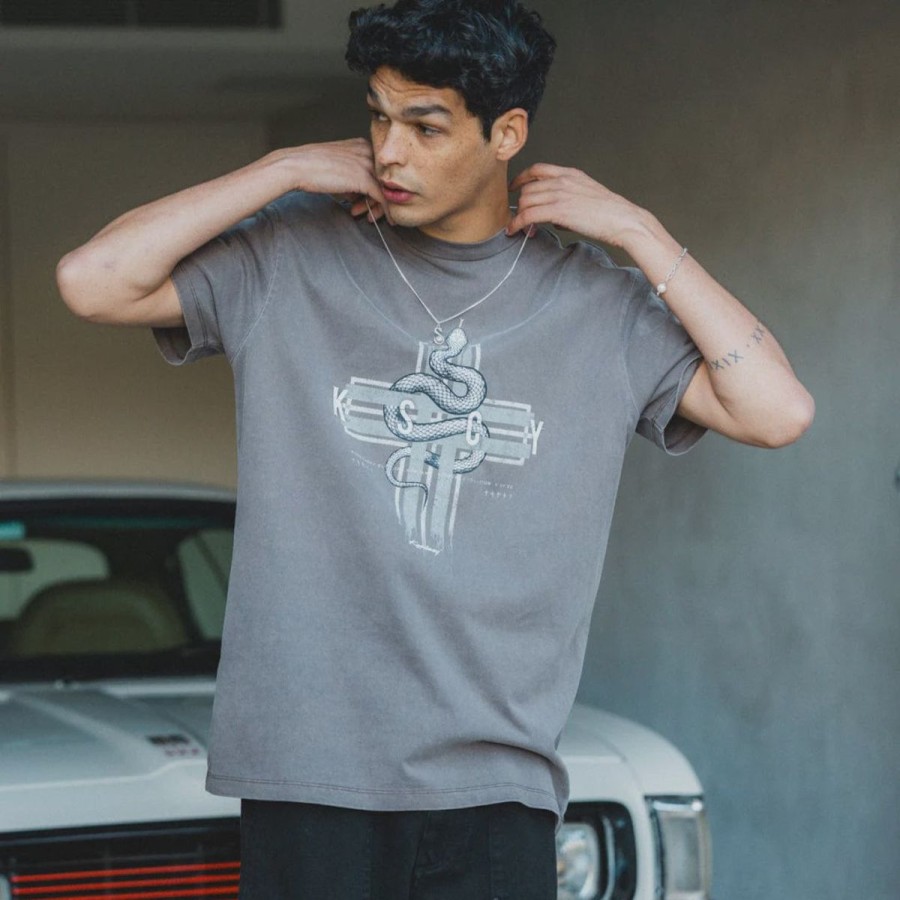 Men Kiss Chacey Tees | Kiss Chacey Every Hero Heavy Relaxed Tee-Pigment Iron