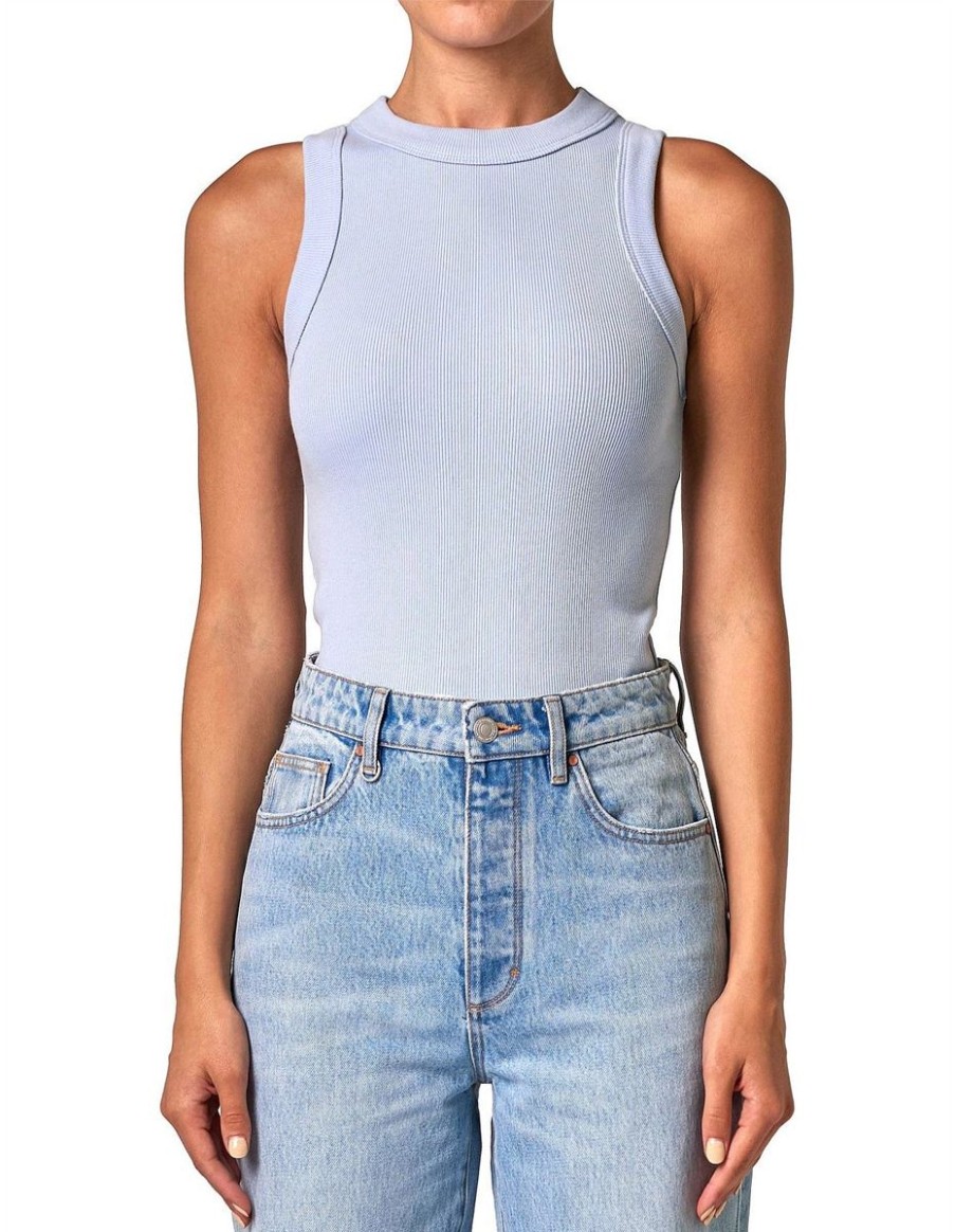 Women Neuw Denim Tops | Neuw Denim Jonesy Singlet-Dusky Blue