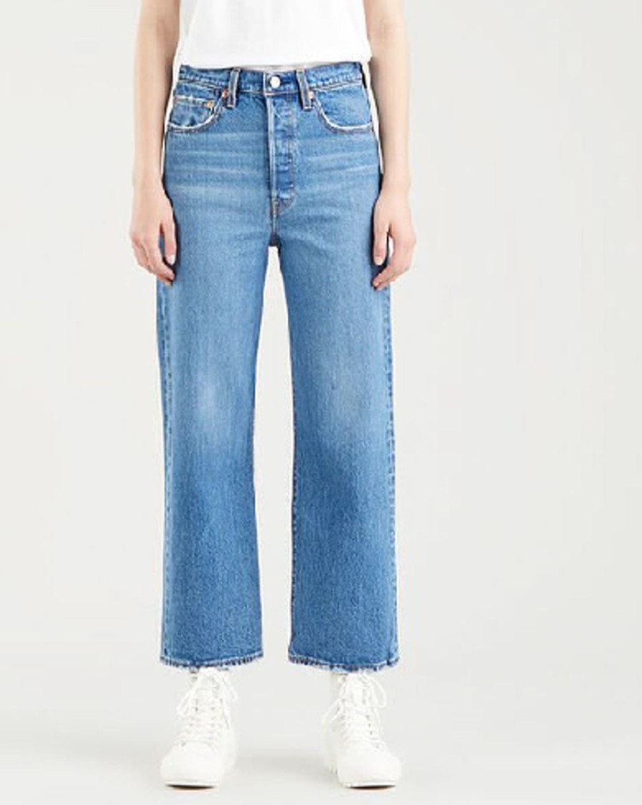 Women Levis Jeans | Ribcage Straight Ankle-Jazz Jive Together Length 29