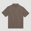 Men Afends Shirts | Afends Space Recycled Short Sleeve Shirt- Coffee Stripe