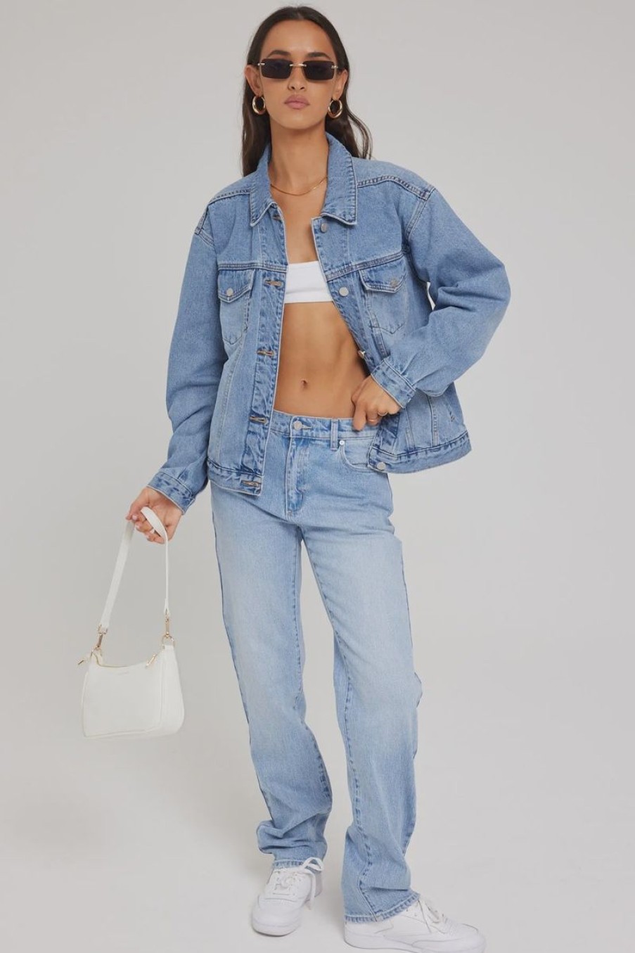 Women ABrand Jeans | Abrand 95 Mid Straight Jean-Jeanie Og Mid Vintage Blue