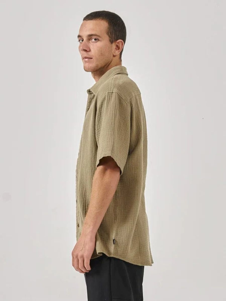 Men THRILLS Shirts | Thrills Minimal Thrills Seersucker Short Sleeve Shirt- Aloe