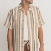 Men Rhythm Shirts | Rhythm Paisley Stripe Short Sleeve Shirt-Desert Sage