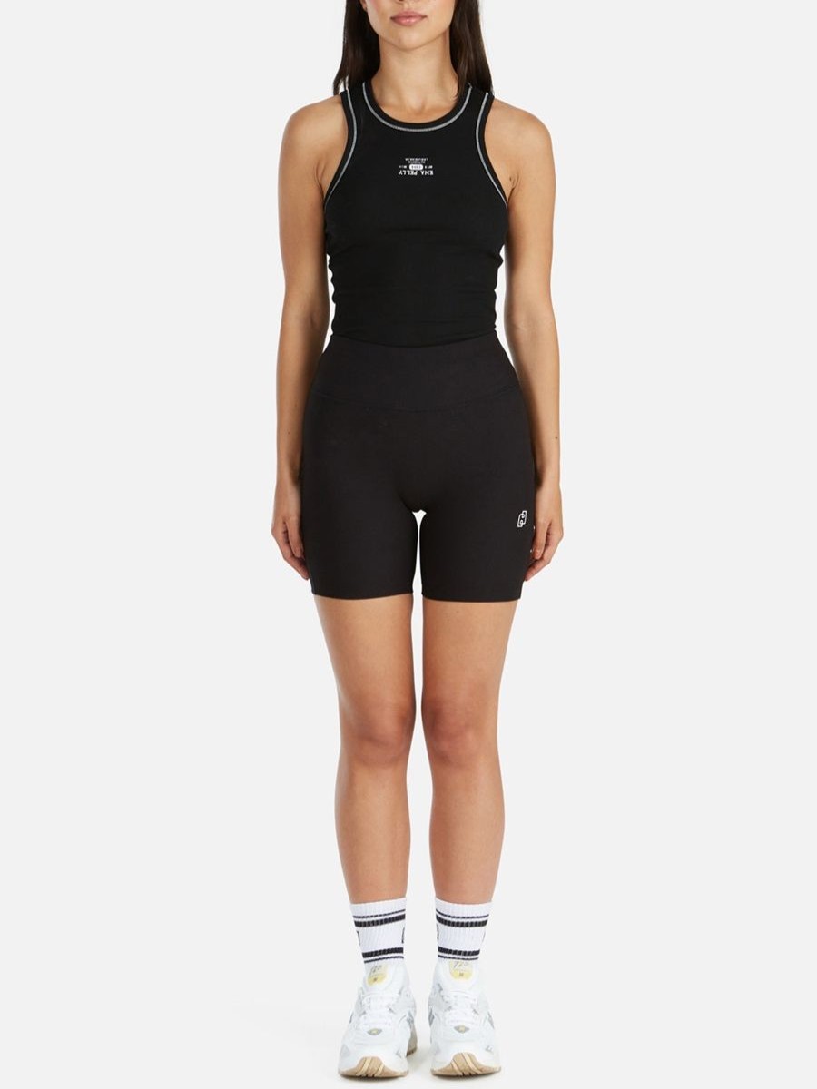 Women Ena Pelly Activewear | Ena Pelly Athleisure Rib Bike Short-Black