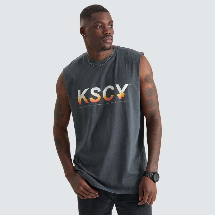 Men Kiss Chacey Tees | Kiss Chacey Conquer Relaxed Fit Muscle- Pigment Asphalt