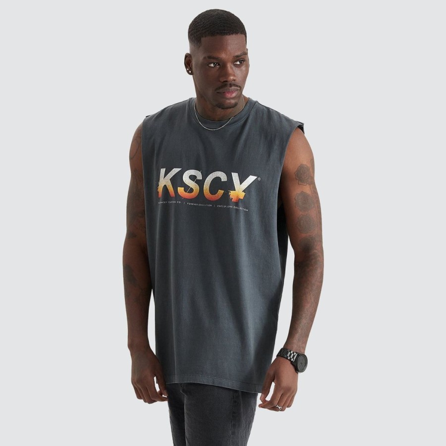 Men Kiss Chacey Tees | Kiss Chacey Conquer Relaxed Fit Muscle- Pigment Asphalt