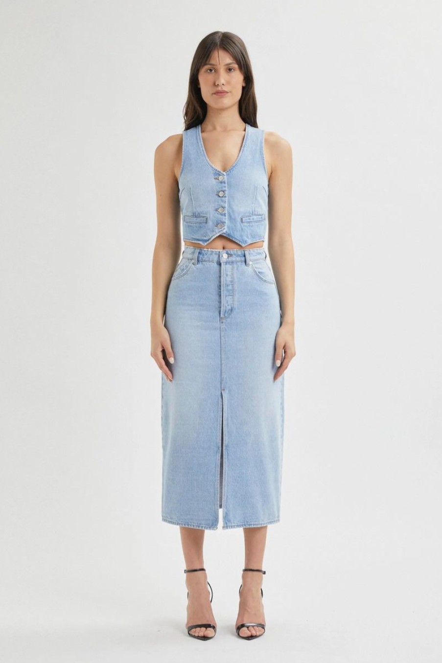 Women Rollas Denim Skirts | Rolla'S Chicago Denim Skirt-Old Stone-Light Vintage Blue