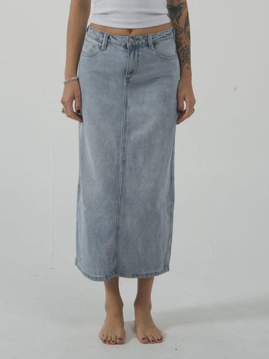 Women THRILLS Denim Skirts | Thrills Frankie Skirt- Ash Blue