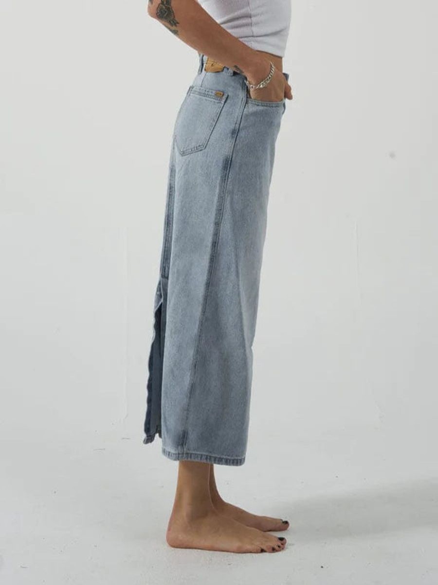 Women THRILLS Denim Skirts | Thrills Frankie Skirt- Ash Blue