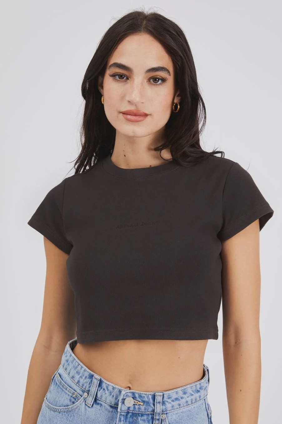 Women ABrand Tees | A 90S Crop Tee-Black