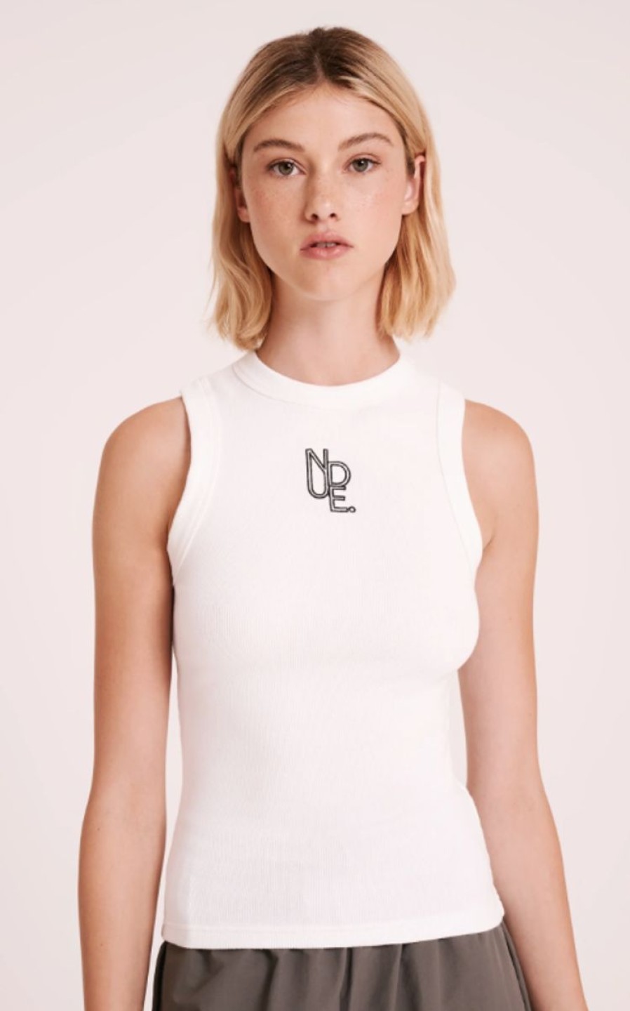 Women Nude Lucy Tops | Nude Lucy Haven Emblem Tank- White