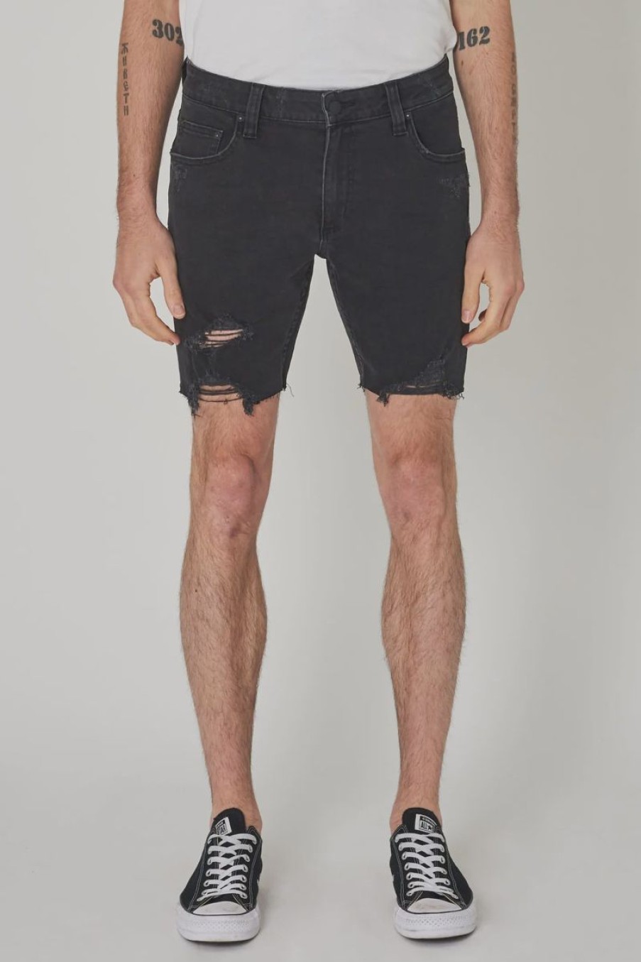 Men Rollas Denim Shorts | Rolla'S Tim Slims Denim Short-Hard On Black