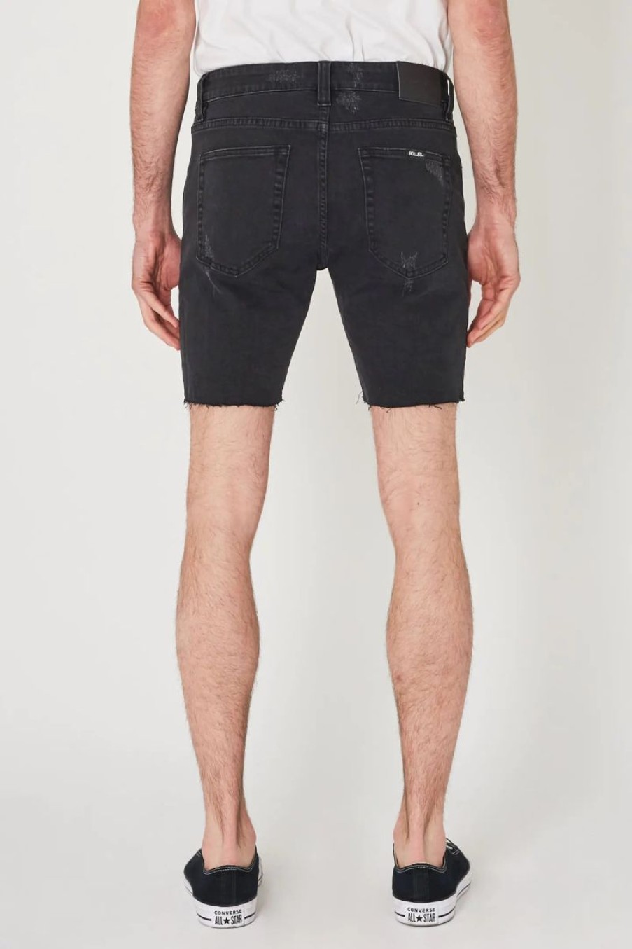 Men Rollas Denim Shorts | Rolla'S Tim Slims Denim Short-Hard On Black