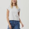 Women Afends Tees | Afends Cutback Roll Cuff T-Shirt- White