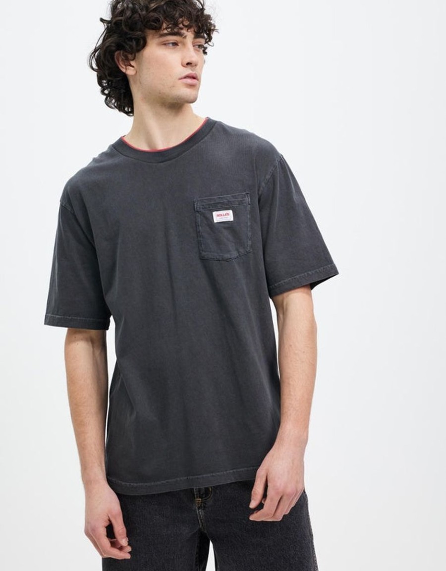 Men Rollas Tees | Rollas Double Rib Pocket Tee- Vintage Black