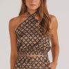 Women Mink Pink Tops | Minkpink Skylar Halterneck Top-Black/Gold