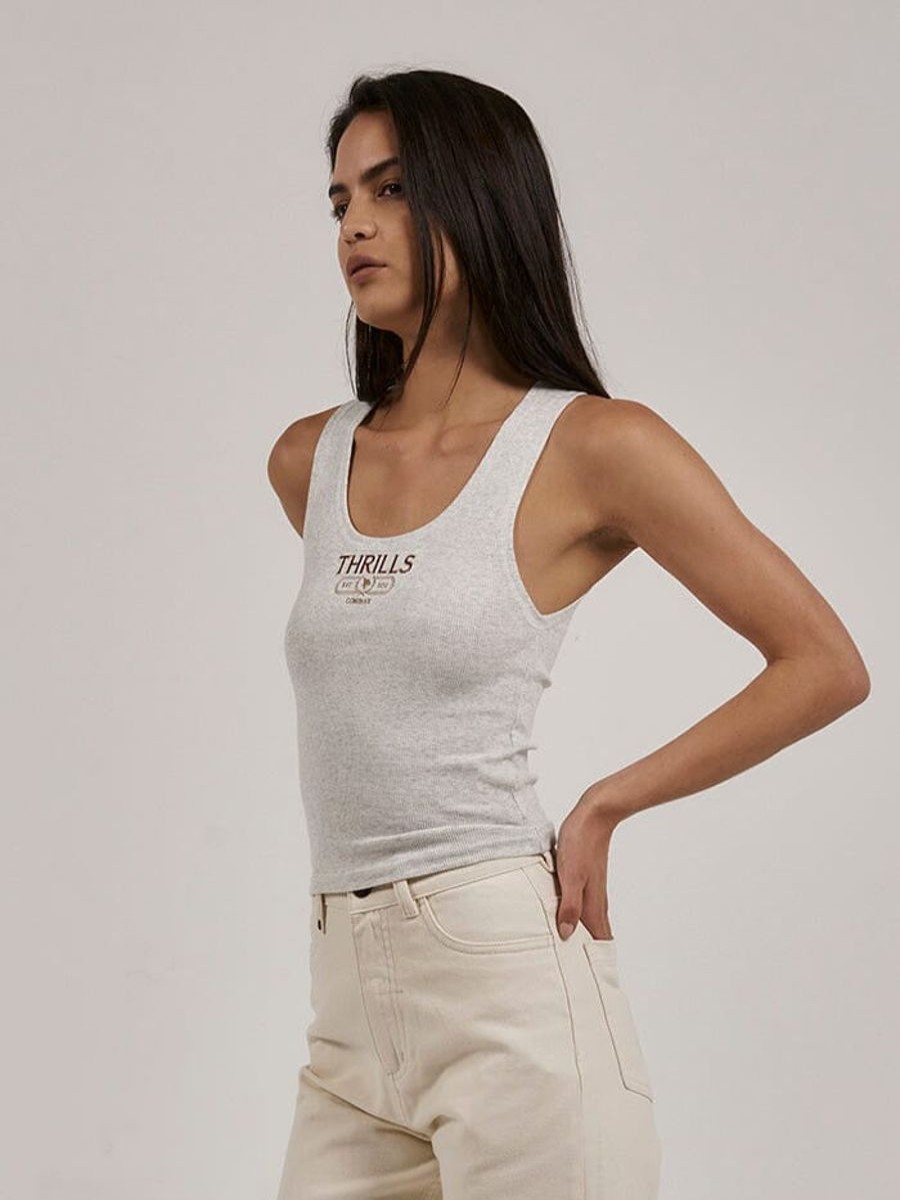 Women THRILLS Tops | Thrills Bad Habits Club Rib Singlet-White Marle