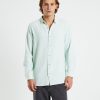 Men Rollas Shirts | Men At Work Stripe Oxford Shirt- Green