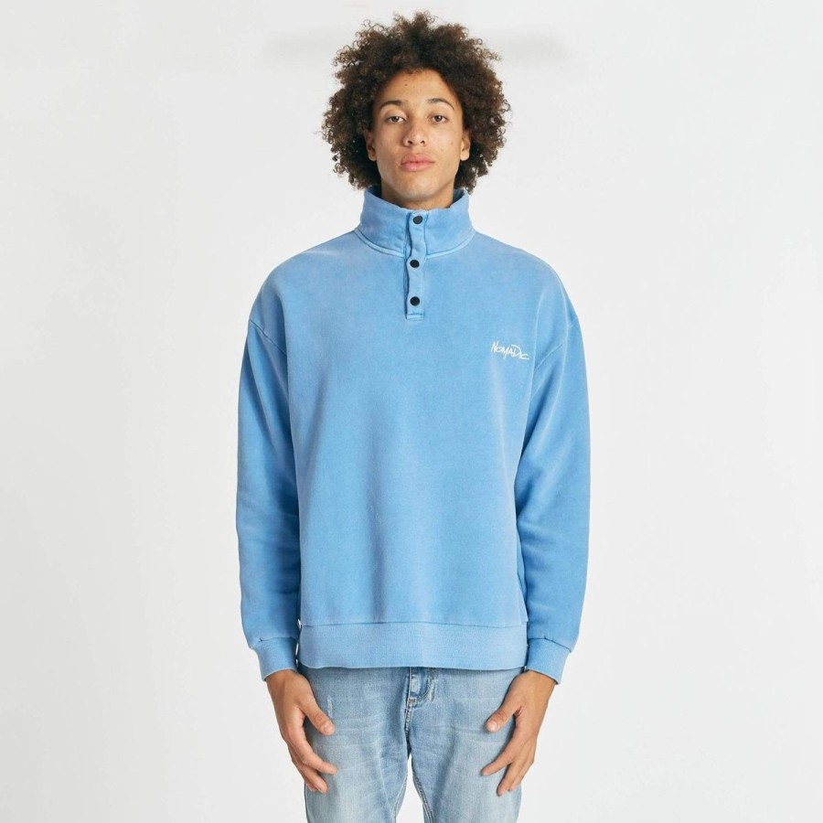 Men Nomadic Paradise Jumpers | Snowy Pull Over Sweater-Pigment Allure Blue