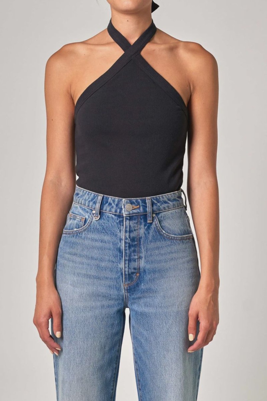 Women ABrand Tops | Neuw Denim Frenchie Halter Top-Black