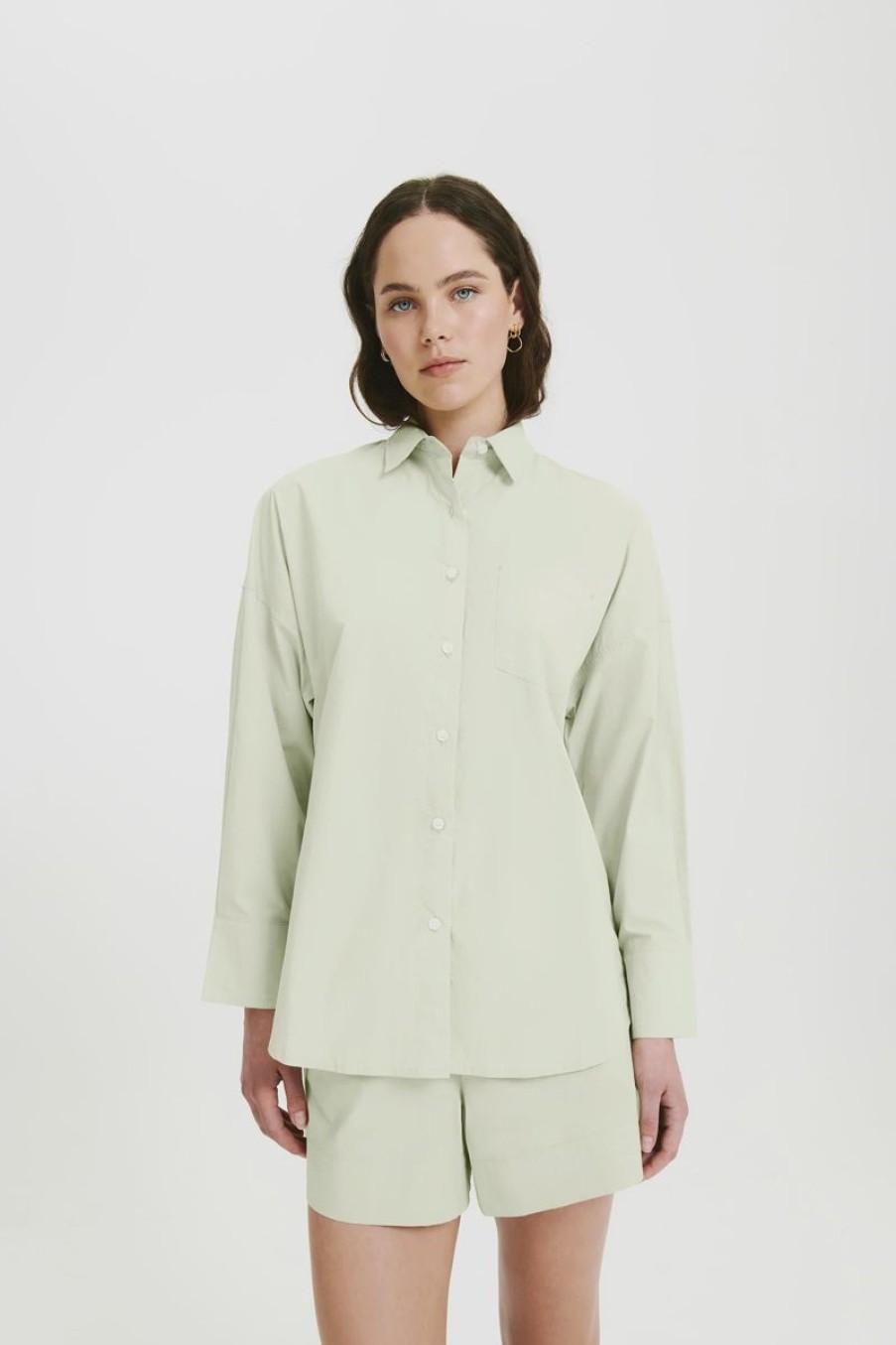 Women Nude Lucy Shirts And Blouses | Cruz Poplin Shirt-Eucalyptus