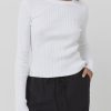 Women Rhythm Knits | Rhythm Classic Knit Long Sleeve Top-White